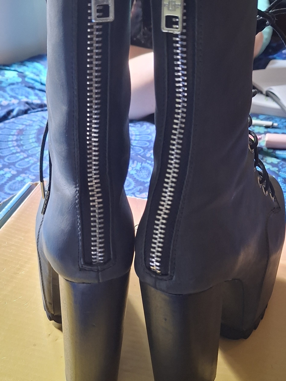 Current Mood Black Lace-Up Platform Ankle Boots - Picture 6 of 6